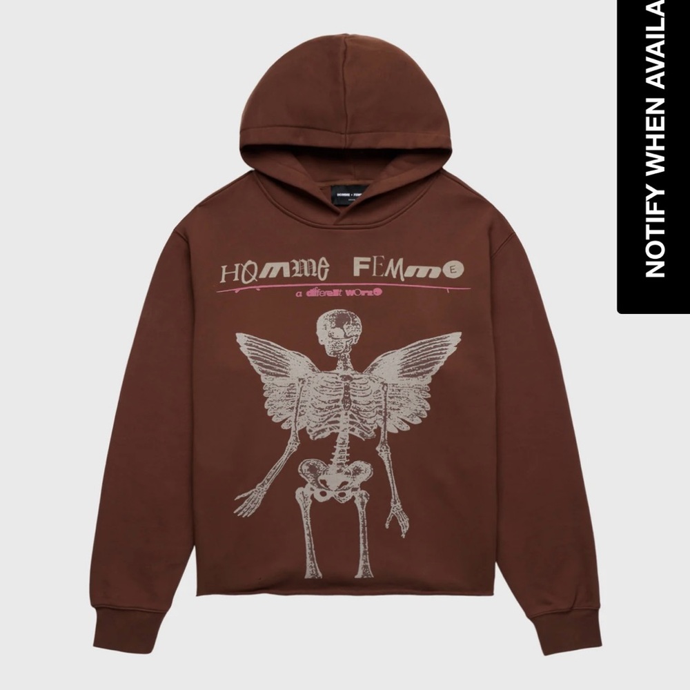 Homme Femme Brown Graphic Hoodie